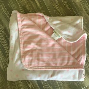 Pottery Barn Kids Dot & Stripe Chamois Baby Blanket Pink
